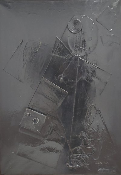 G. C. Riccardi, Combustione n. 2, 1977, Técnica mixta sobre lienzo, 60x80, Arpino, Fundación Umberto Mastroianni, Italia. de Gian Carlo Riccardi