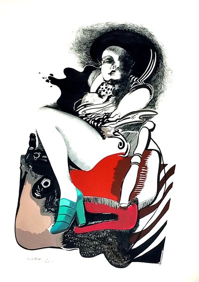 G. C. Riccardi, Sin título, 1974, Tinte sobre papel, 40x70, Italien. de Gian Carlo Riccardi