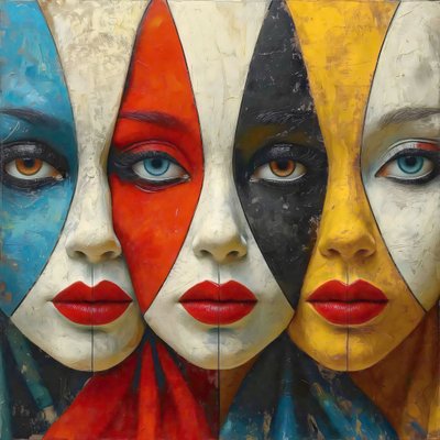 Rostros femeninos abstractos en preciosos motivos geométricos Feminidad íntima de F. Abderrahim