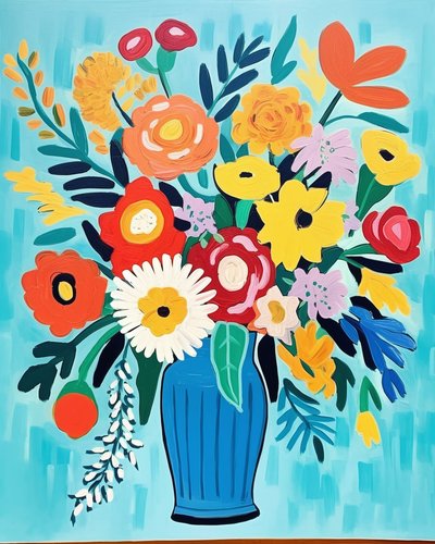 Inspiración Matisse flores en un jarrón | impresiones de arte floral para la decoración de la pared de F. Abderrahim