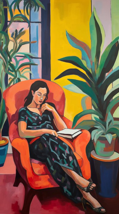 Cuadro estilo Matisse mujer en silla | Impresiones en lienzo personalizadas online de F. Abderrahim