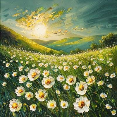 Pintura impresionista paisaje de primavera, ideas modernas de decoración de pared de F. Abderrahim