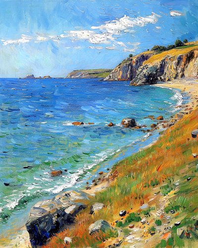 Paisaje con costas rocosas, ideas clásicas de decoración de paredes de F. Abderrahim