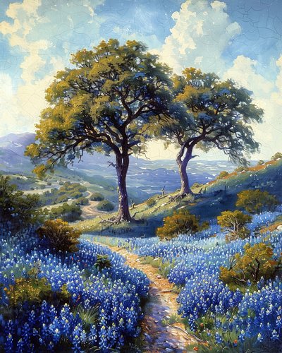 Un camino en un paisaje bordeado de flores de lavanda, Impresiones en lienzo personalizadas de F. Abderrahim