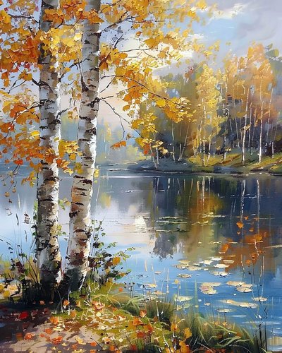 Paisaje y árboles con aguas prístinas, impresiones en lienzo online de F. Abderrahim