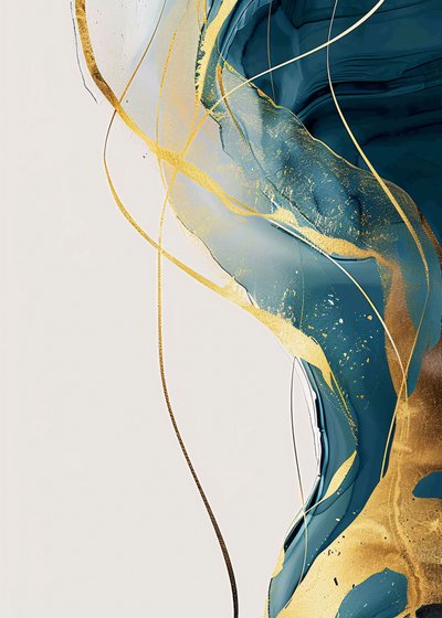 Abstract minimalist gold  turquoise, ideas de decoración de pared de F. Abderrahim