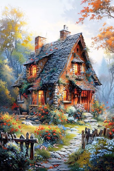 Pintura de paisaje sobre lienzo, pintura de granja, decoración de pared de naturaleza de F. Abderrahim