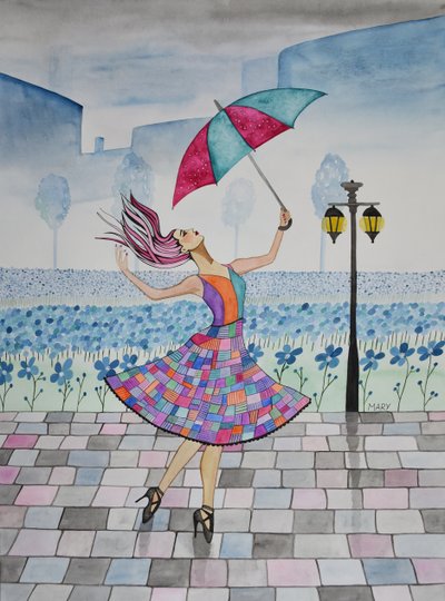 Baila bajo la lluvia de Marys Watercolors