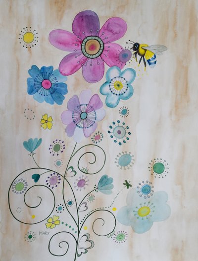 Las abejas y sus flores de Marys Watercolors