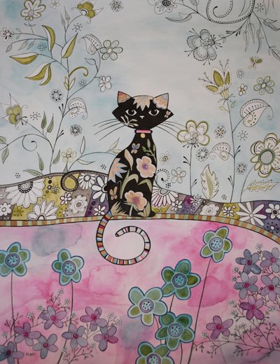 Gatito negro de Marys Watercolors