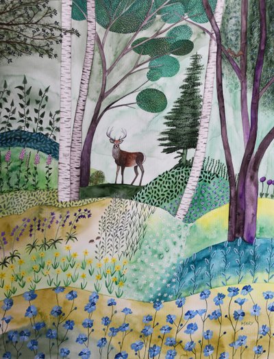Primavera en el bosque de Marys Watercolors
