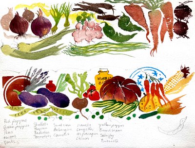 Un paño de cocina, acuarela 40x60 2007 de Simon Fletcher