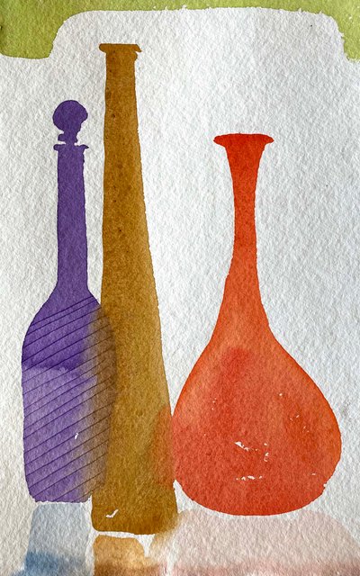 Una botella azul 36x24 de Simon Fletcher