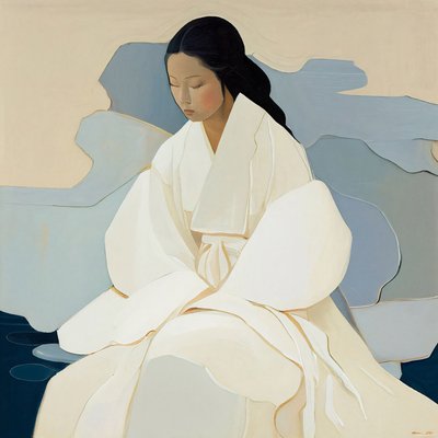 Se vende un cuadro coreano, una mujer vestida con un Hanbok tradicional, Decoración de pared de F. Abderrahim