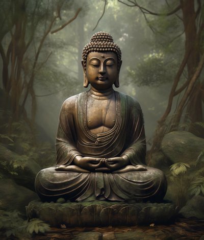 Una decoración budista espiritual, meditación pacífica, impresiones artísticas murales por encargo de F. Abderrahim