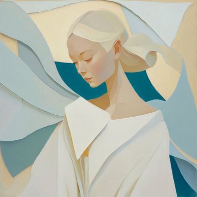 Chica asiática abstracta con el pelo rubio blanco, Wall Decor en venta de F. Abderrahim