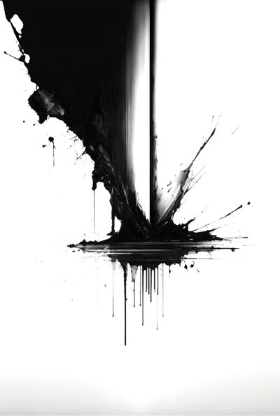 Dibujo abstracto en tinta, blanco y negro,arte mural | impresión bajo demanda de F. Abderrahim
