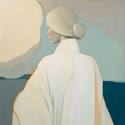 Retrato abstracto Chica rubia de blanco, belleza póster impresiones calidad de F. Abderrahim