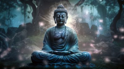 Buda sentado en meditación pacífica, un lienzo budista espiritual, impresiones artísticas de pared enmarcadas de F. Abderrahim