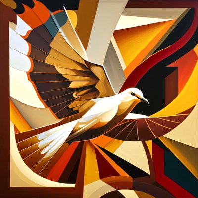 Cuadro Palomas de la paz estilo cubismo, impresiones sobre lienzo personalizadas online de F. Abderrahim