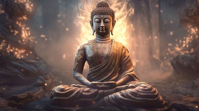 Retrato realista de Buda sentado, Meditación pacífica, Decoración espiritual de pared para el hogar de F. Abderrahim