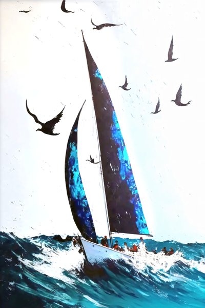 Ravens  Stormy Waves Expresión acrílica abstracta, Impresiones en lienzo personalizadas de F. Abderrahim
