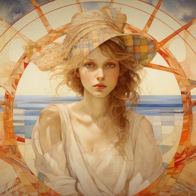 Elegancia caprichosa: Alicia en el sueño de Mucha, decoración mural clásica de F. Abderrahim