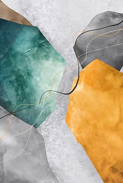Pintura en tonos grises y naranjas, contraste y profundidad, bastidor de pared de lienzo de F. Abderrahim