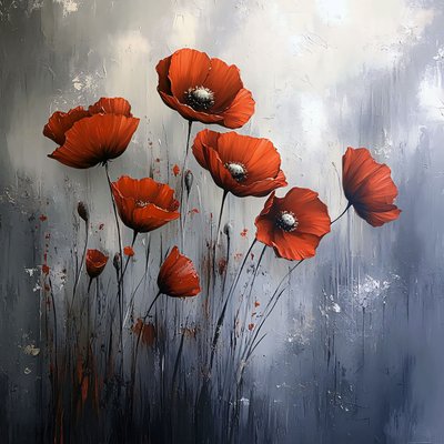 Red Poppies Canvas Wall Art Modern, Decoración de pared para cualquier habitación de F. Abderrahim