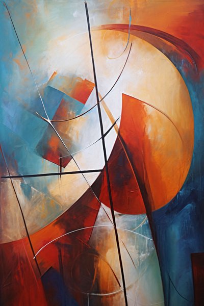 Formas y Líneas Arte Abstracto, lienzo y marco de pared impresión bajo demanda de F. Abderrahim