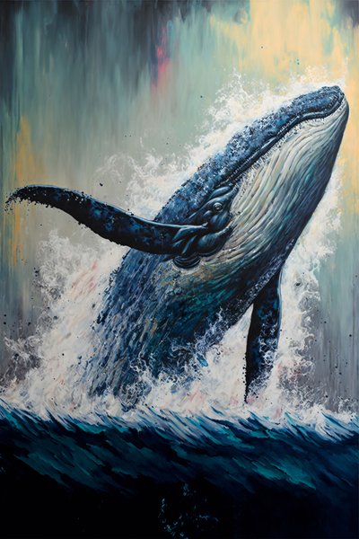 abstracto ballena jorobada breaching above, wall art | print on demand de F. Abderrahim