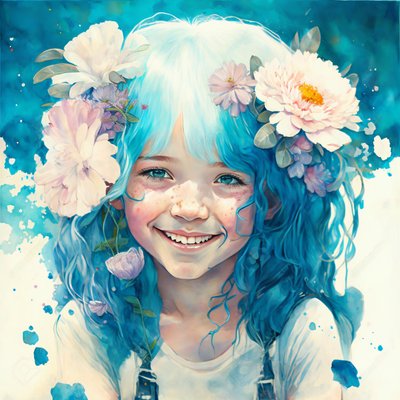 acuarela dibujo, una niña linda en estilo Loish, Framed wall Decor de F. Abderrahim