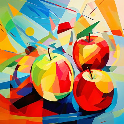 Cubista Abstracto Manzanas, decoración de pared para cocina | print on demand de F. Abderrahim