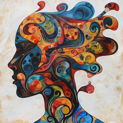 silueta de una mujer, pelo de color  Remolinos, impresiones en lienzo grande de F. Abderrahim