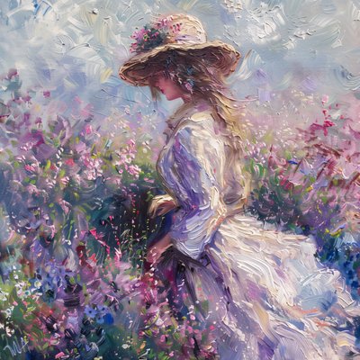 Dama vestida en la naturaleza, Aroma estimulante de vida, estilo Monet, impresiones artísticas online de F. Abderrahim