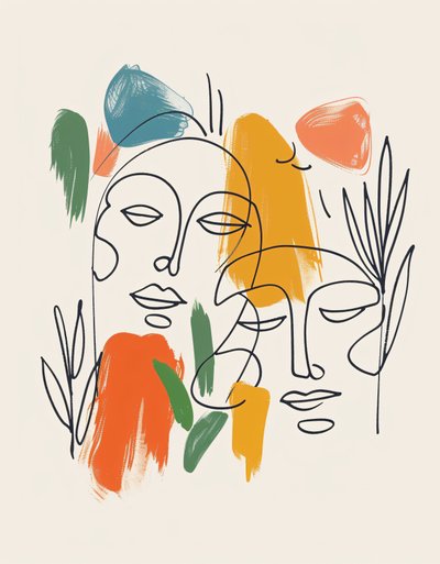 Minimalista boho Windring one Line Sketch, Mid-Century Modern, impresiones de decoración de pared de F. Abderrahim