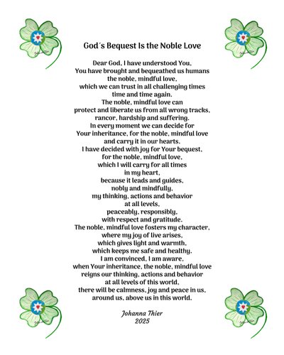 El legado de Dios es el amor noble a todos los humanos de este mundo de Johanna Thier