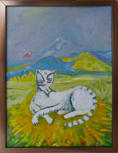 Paisaje con gato blanco Picasso de Elzbieta Goszczycka