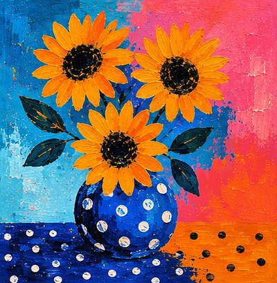 Girasoles en un torbellino de colores de Nomi Morina