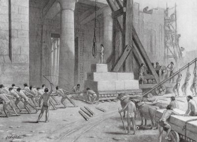 Artesanos fenicios construyendo un templo para Salomón (litografía) de A.C. Weatherstone