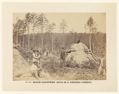 No. 181. Cabañas de leñadores en un bosque de Virginia. de A.J. Russell