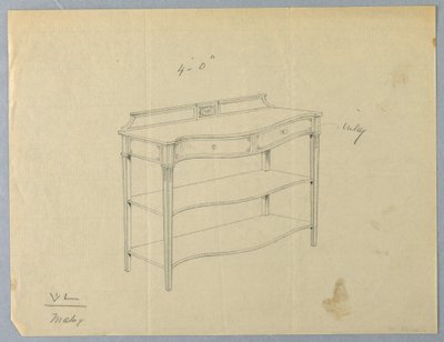 Diseño para Mesa de Servicio Oblonga con Dos Estantes de A.N. Davenport Co.