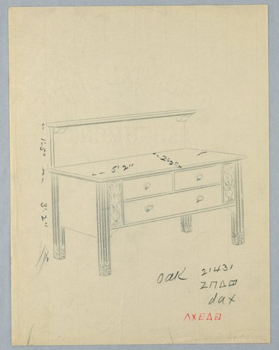 Diseño para aparador rectangular con jarrones de flores de A.N. Davenport Co.