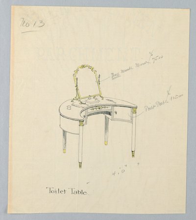 Diseño para Mesa de Tocador No. 13 de A.N. Davenport Co.
