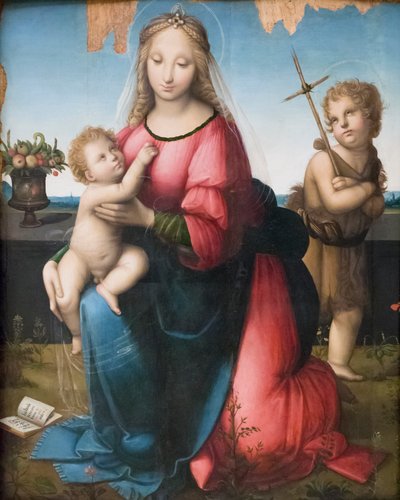 Virgen con el Niño y el Joven San Juan, Andrea Piccinelli conocido como il Brescianino (óleo sobre tabla) de A. (1485 c.1525) Piccinelli