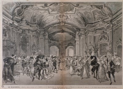 Ilustraciones para la ópera Le Maschere de Pietro Mascagni para la representación en el teatro alla Scala en Milán de A. (after) Bonamore