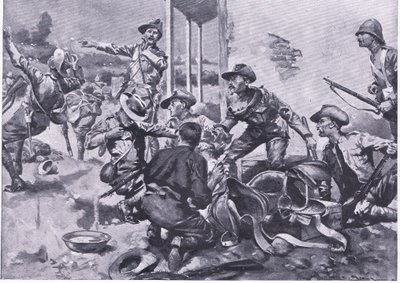 El ataque a la granja Hamel Fontein, de Después de Pretoria: La Guerra de Guerrillas publicado por Harmsworth Bros Limited, 1901 de A. C. Ball
