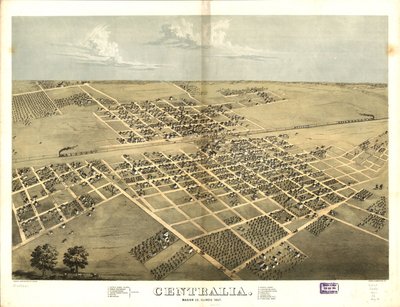 Centralia, Condado de Marion, Illinois 1867. LOC 73693347 de A.; Chicago Lithographing Co. Ruger