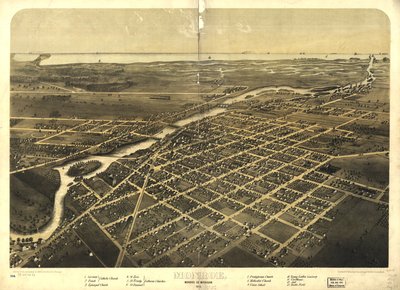 Monroe, Condado de Monroe, Michigan 1866. LOC 73693438 de A.; Chicago Lithographing Co. Ruger
