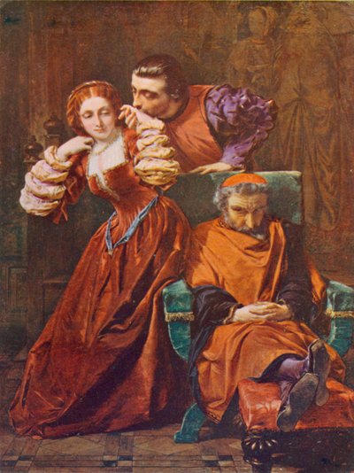 Shakespeare: Silvia y Valentine, Los dos caballeros de Verona, Acto III, Escena 1 (litografia en color) de A. E. Elmore